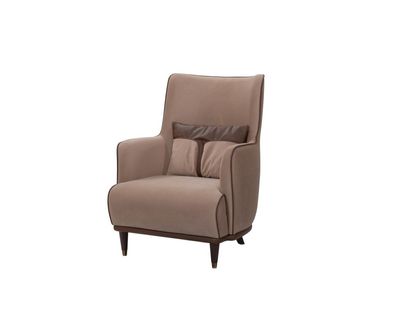 Eleganter Braun-Beiger Sessel Polstersessel Wohnzimmer Textilsessel
