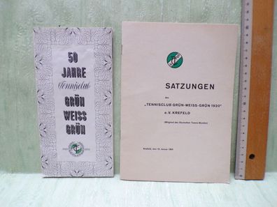 50 Jahre Tennisclub Grün weiss grün 1920-1970 Satzung 1964 Krefeld Tennisbund