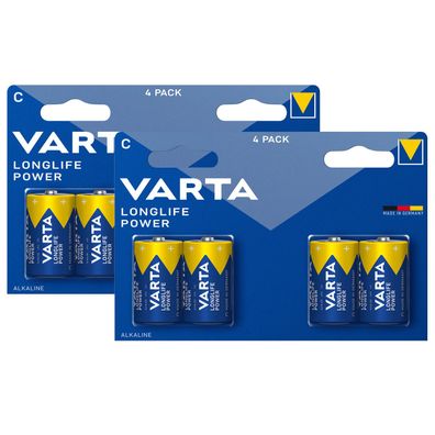 2x Varta LongLife Power C Baby Alkaline Batterien LR14 4014 1,5V 4er Blister