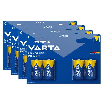 4x Varta LongLife Power C Baby Alkaline Batterien LR14 4014 1,5V 4er Blister