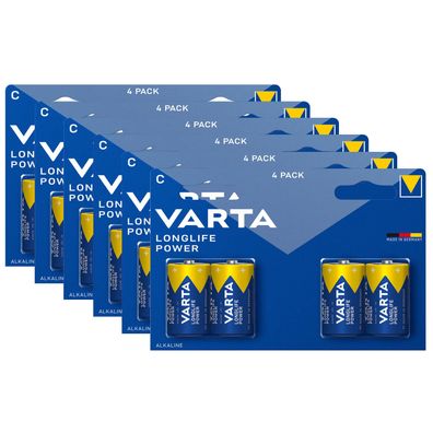 6x Varta LongLife Power C Baby Alkaline Batterien LR14 4014 1,5V 4er Blister