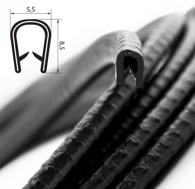 KS0-1S-NIRO Kantenschutzprofil Kantenschutz Schwarz PVC Einlage Edelstahl für 0,5-1 m