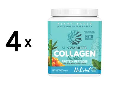 4 x Sunwarrior Collagen Building Protein Peptides (500g) Natural