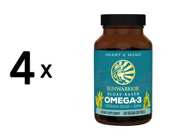 4 x Sunwarrior Omega 3 Vegan DHA + EPA (60 Softgels)
