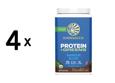 4 x Sunwarrior Warrior Blend + Greens Organic (750g) Chocolate