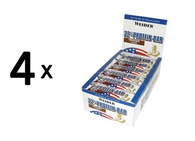4 x Weider 32% Protein Bar (12x60g) Chocolate