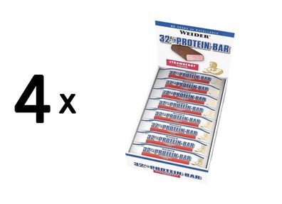 4 x Weider 32% Protein Bar (12x60g) Strawberry