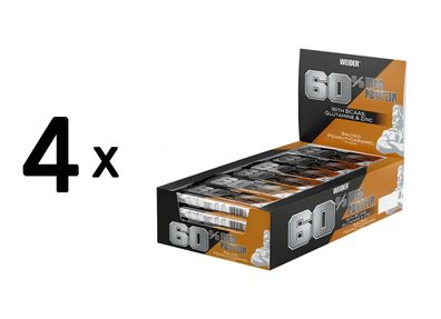 4 x Weider 60% Protein Bar (24x45g) Salted Peanut-Caramel