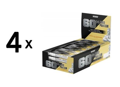 4 x Weider 60% Protein Bar (24x45g) Vanilla-Caramel
