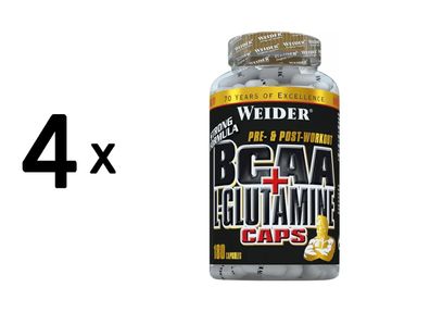 4 x Weider BCAA + L-Glutamine (180 Caps)