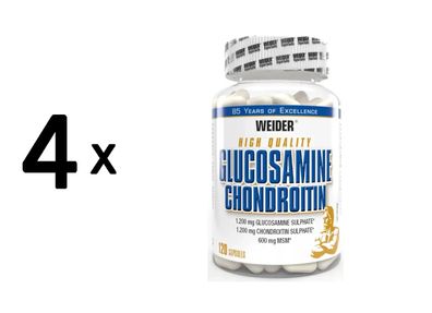 4 x Weider Glucosamine Chondroitin + MSM (120 Caps)