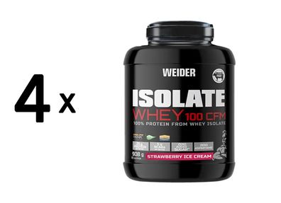 4 x Weider Isolate Whey 100 CFM (908g) Strawberry Ice Cream