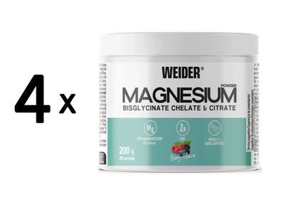 4 x Weider Magnesium Powder (200g) Berry