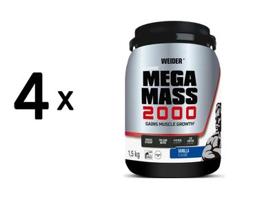 4 x Weider Mega Mass 2000 (1500g) Vanilla