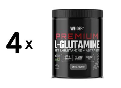 4 x Weider Premium L-Glutamine + AstraGin (400g)