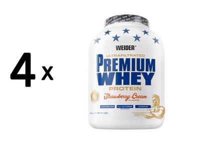 4 x Weider Premium Whey (2300g) Strawberry Cream