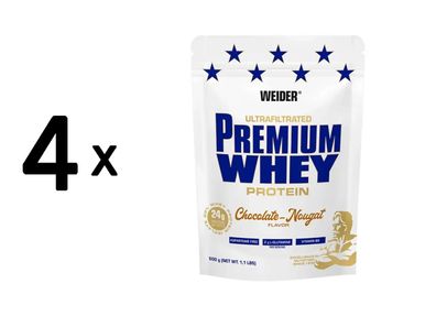 4 x Weider Premium Whey (500g) Chocolate-Nougat