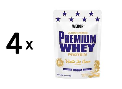 4 x Weider Premium Whey (500g) Vanilla Ice Cream