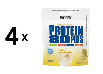 4 x Weider Protein 80 Plus (2000g) Banana