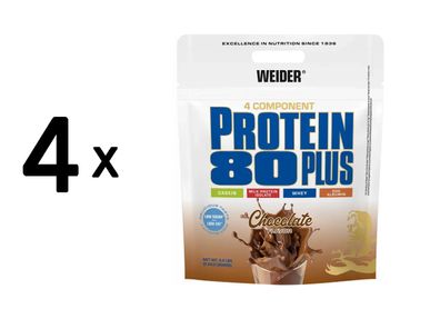 4 x Weider Protein 80 Plus (2000g) Chocolate