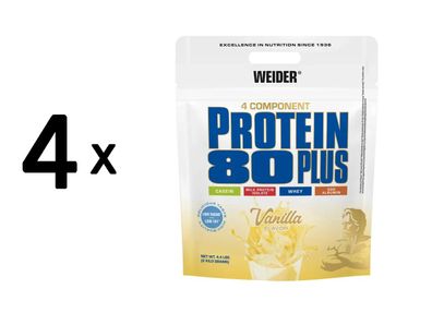 4 x Weider Protein 80 Plus (2000g) Vanilla