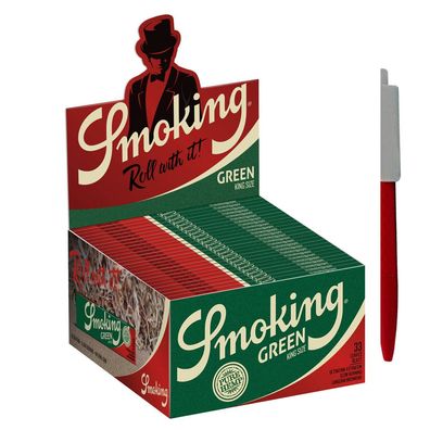 1 Box Smoking King Size Green Hanf Zigarettenpapier 50 Stück + Kulli