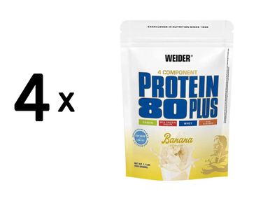 4 x Weider Protein 80 Plus (500g) Banana