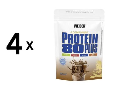 4 x Weider Protein 80 Plus (500g) Chocolate