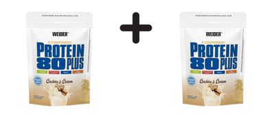 2 x Weider Protein 80 Plus (500g) Cookies and Cream