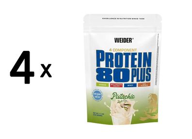 4 x Weider Protein 80 Plus (500g) Pistachio