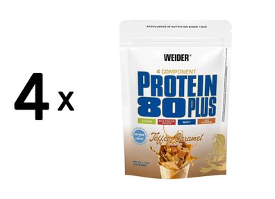 4 x Weider Protein 80 Plus (500g) Toffee-Caramel