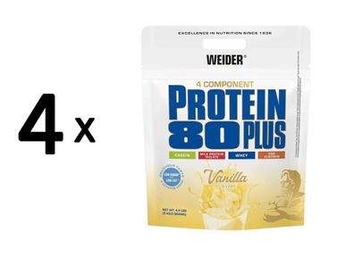 4 x Weider Protein 80 Plus (500g) Vanilla