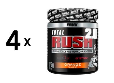 4 x Weider Total Rush 2.0 (15 Serv) Orange
