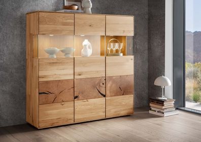 Highboard 150x145cm "Belfast" Wildeiche massiv