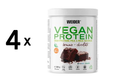 4 x Weider Vegan Protein (300g) Brownie - Chocolate