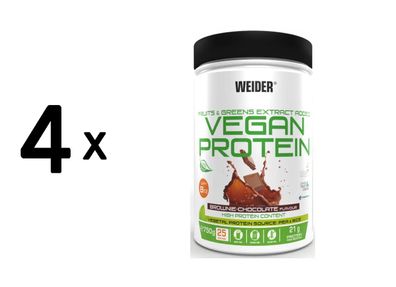 4 x Weider Vegan Protein (750g) Brownie - Chocolate