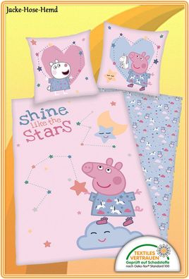 Bettwäsche Peppa Pig Peppa Wutz Baumwolle Rosa Schweinchen Gr: 135x200cm NEU
