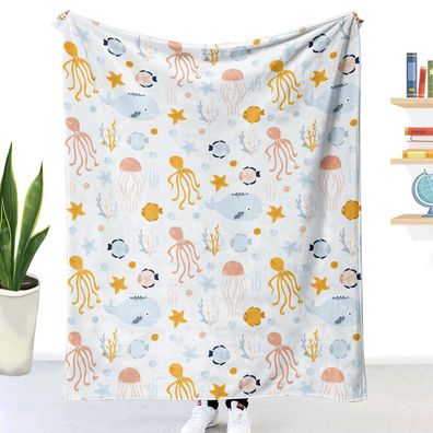 Cartoon-Oktopusse Decke Sofadecke Tagesdecke Kuscheldecke Geschenk Bettdecke