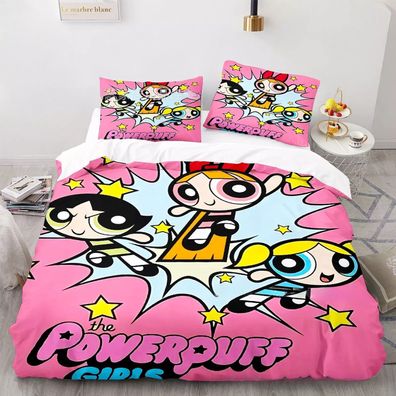 Powerpuff Girl 02 Bettwasche Set Kissenbezuge 80x80 Anpassbar Bettbezug 135x200