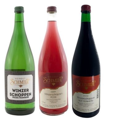 Geschenk 3x Winzerschoppen Wein Rosé Rot Weiss feinherb Deutscher Qualitätswein