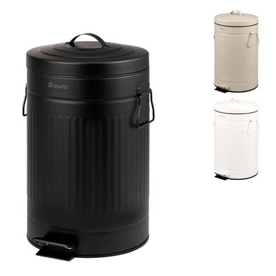 eluno Abfalleimer Vintage, Treteimer, 12 Liter Fassungsvermögen aus Metall