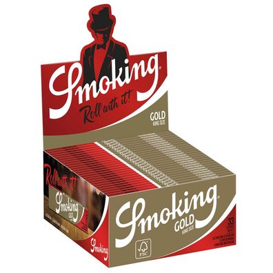 1 Box Smoking Gold King Size Zigarettenpapier/Papers 50x33 Blättchen