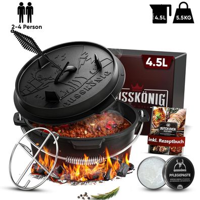 Gusskönig Dutch Oven Klassisch Topf ohne Füßen 4,5L Set