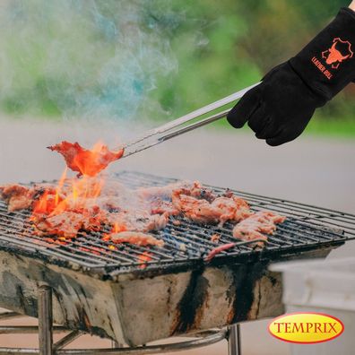 Grillhandschuhe Hitzehandschuhe Kamin&Ofenhandschuhe Hitzebeständig Ofen Leder