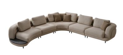 Beiges Ecksofa Designer Polstercouch Wohnzimmer L-Form Textilsofas