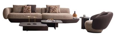 Exklusive Wohnzimmer Sitzgarnitur Relax Sessel Couchtisch Textilsofa