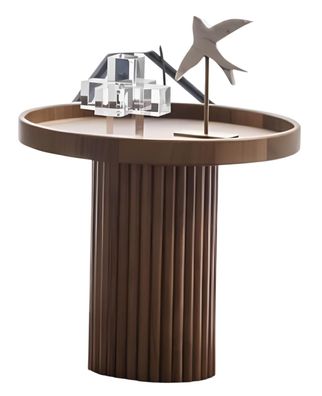 Eleganter Brauner Rundtisch Wohnzimmer Beistelltisch Edler Holztisch