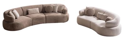Braun-Beige Sofagarnitur Stilvoller 5-Sitzer Designer Polstersofa