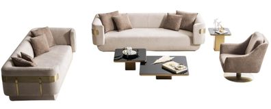 Stilvolle Wohnzimmer Sofagarnitur Designer Couchtische Sessel 5tlg