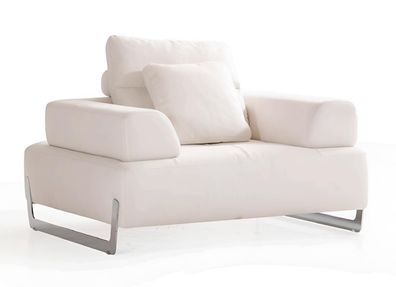 Weißer Polstersessel Metallfüße Wohnzimmer Stoffsessel Relaxsessel
